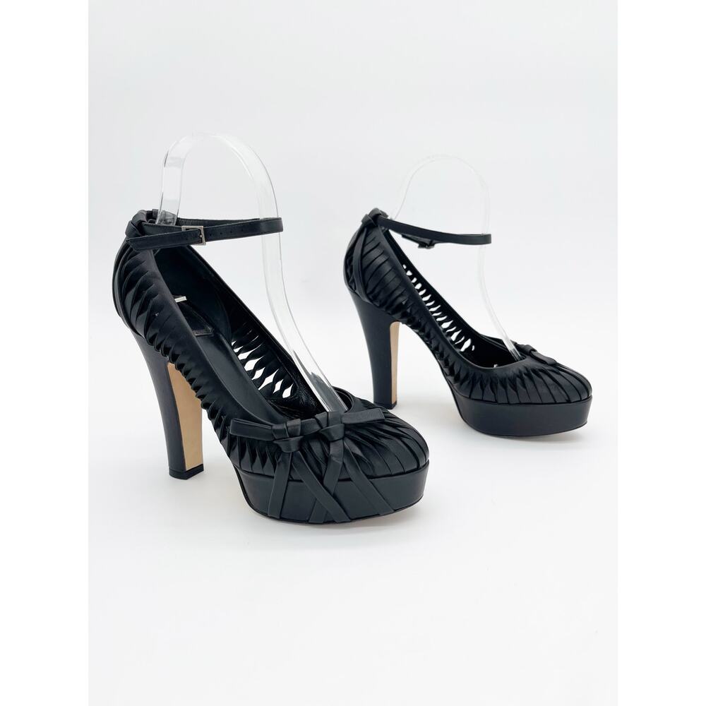 Christian Dior Galliano Fall 2007 Black Ankle Strap Bow Platform Heels EU 36.5 - Picture 4 of 14